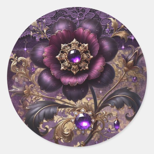 Betoverde Amethist Bloom | Paarse Reverie Sticker (Voorkant)