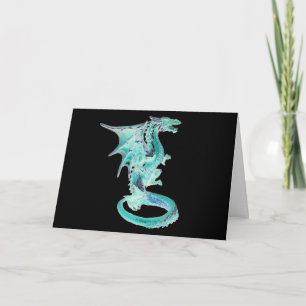 Betoverde Aqua Draak Mythische Fantasie Kunstwerk Kaart