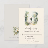 Betoverde Aquarel Bos Boho Bruiloft RSVP Kaart (Voorkant / Achterkant)