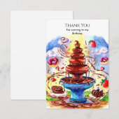 Betoverde Aquarel Chocolade Verjaardag Bedankkaart (Voorkant / Achterkant)