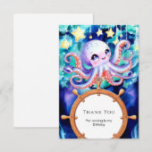 Betoverde Aquarel Octopus Verjaardag Bedankkaart (Voorkant / Achterkant)
