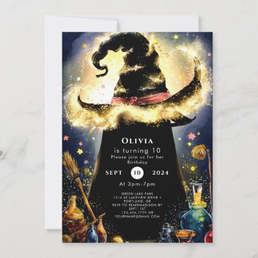 Betoverde Aquarel Tovenaar Verjaardag Kaart (Voorkant)