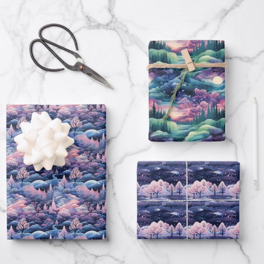 Betoverde Aurora Wonderland: Winterdesign Inpakpapier Vel (Voorkant)