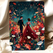 Betoverde avond - Bloemen bruiloft Bourgondië Navy Kaart