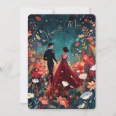Betoverde avond - Bloemen bruiloft Bourgondië Navy Kaart (Voorkant)