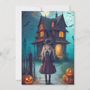 Betoverde avond in het spookhuis feestdagenkaart