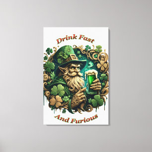 Betoverde Avond van Ale A Leprechauns Toast 24x36 Canvas Afdruk