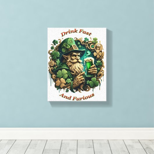 Betoverde Avond van Ale A Leprechauns Toast 8x10 Canvas Afdruk (Insitu (Houten vloer))