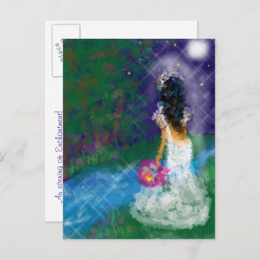 Betoverde avond, viering, verjaardag, bruids uitnodiging briefkaart (Voorkant / Achterkant)