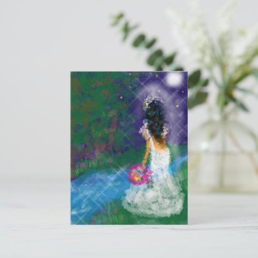 Betoverde avond, viering, verjaardag, bruids uitnodiging briefkaart (Staand voorkant)