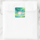 Betoverde Axolotl Vijver Gelukzaligheid Vierkante Sticker (Tas)