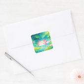 Betoverde Axolotl Vijver Gelukzaligheid Vierkante Sticker (Envelop)