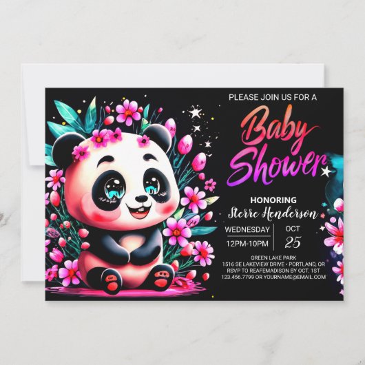 Betoverde Bamboe Panda Bliss Meisje Baby shower Kaart (Voorkant)
