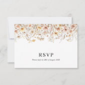 Betoverde Beige Meadow Wildflower QR Code Bruiloft RSVP Kaartje (Voorkant)