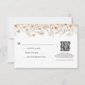Betoverde Beige Meadow Wildflower QR Code Bruiloft RSVP Kaartje (Achterkant)