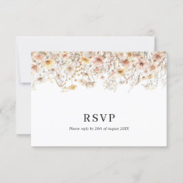 Betoverde Beige Meadow Wildflower QR Code Bruiloft RSVP Kaartje