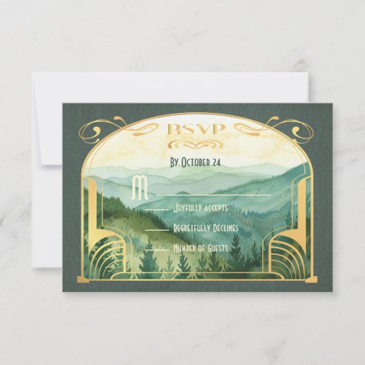 Betoverde bergwoud Art Nouveau RSVP Kaart (Voorkant)