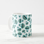 Betoverde Blauwe Paddestoelen - Witte Koffie Mok (Voorkant links)