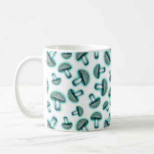 Betoverde Blauwe Paddestoelen - Witte Koffie Mok