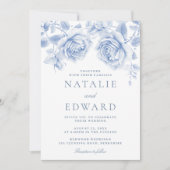 Betoverde  Blauwe Rozen bruiloft Kaart (Voorkant)