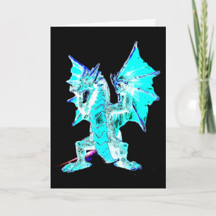 Betoverde Blauwe Vlam Slang Magisch Schepsel Kunst Kaart
