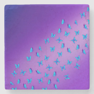 Betoverde blauwe vlinders Paarse Stenen Onderzetter