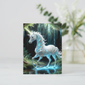 Betoverde, Blauwe & Witte Eenhoorn Wandelen in Str Briefkaart (Staand voorkant)