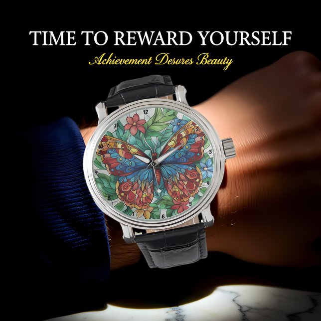 Betoverde Bloei" - Bloemvlinder Horloge (Creator heeft geüpload)
