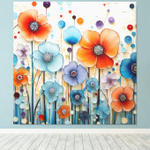 Betoverde bloeiende weidebloemen canvas afdruk (Insitu (Houten vloer))