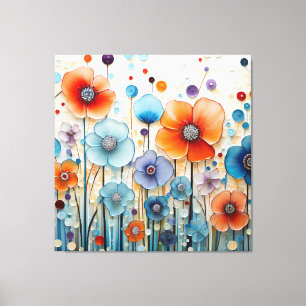 Betoverde bloeiende weidebloemen canvas afdruk