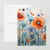 Betoverde bloeiende weidebloemen feestdagenkaart (Voorkant / Achterkant)