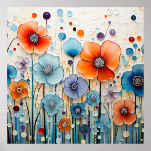 Betoverde bloeiende weidebloemen poster