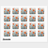 Betoverde bloeiende weidebloemen vierkante sticker (Vel)