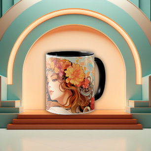 Betoverde Bloem Art Nouveau Vrouw Mok