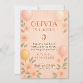 Betoverde Bloemen Ballon Verjaardag Soirée Kaart (Voorkant)