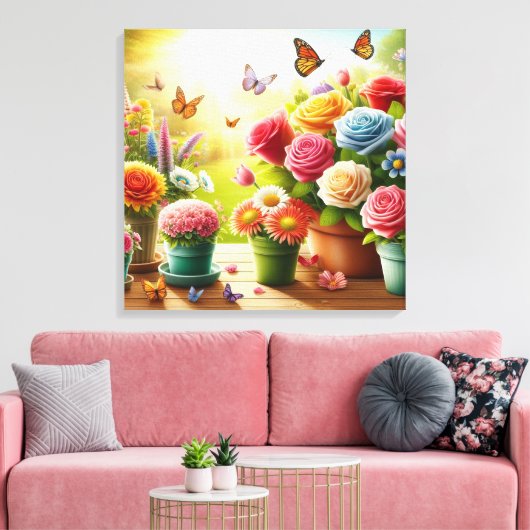 Betoverde Bloemen Canvas Afdruk (Insitu (Woonkamer))