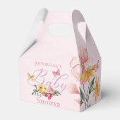 Betoverde bloemen en vlinders Roze Baby shower Bedankdoosjes (Achterkant)