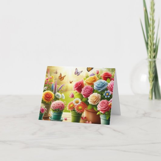 Betoverde Bloemen Floral Gevouwen Kaart (Voorkant)