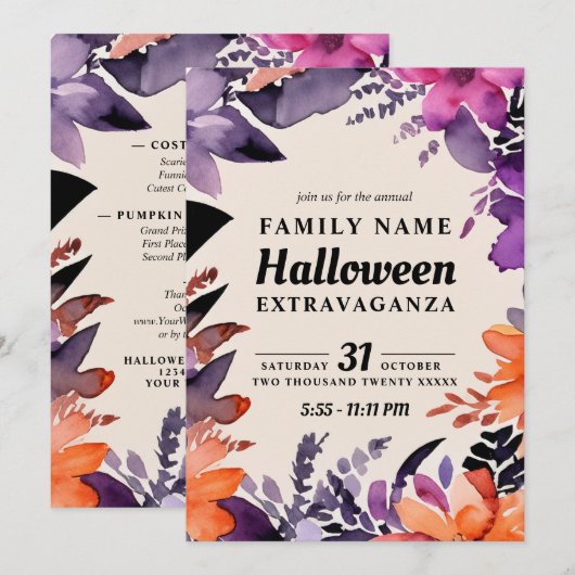 Betoverde Bloemen Halloween Kostuum Wedstrijd Part Kaart (Voorkant / Achterkant)