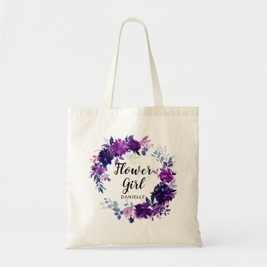 Betoverde Bloemen Paarse Bloemenmeisje Monogram Tote Bag (Voorkant)