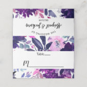 Betoverde Bloemen Paarse Bruiloft Receptie Tafel Plaatskaartje (Buitenkant ongevouwen)