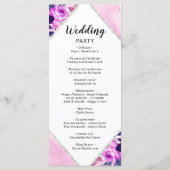 Betoverde Bloemen Paarse Diamant Trouwceremonie Programmakaart (Achterkant)