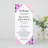 Betoverde Bloemen Paarse Diamant Trouwceremonie Programmakaart (Staand voorkant)