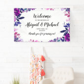 Betoverde Bloemen Paarse Trouwbord Welkom Spandoek (Insitu)
