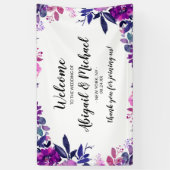 Betoverde Bloemen Paarse Trouwbord Welkom Spandoek (Verticaal)