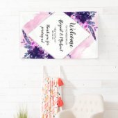 Betoverde Bloemen Paarse Trouwbord Welkom Spandoek (Insitu)