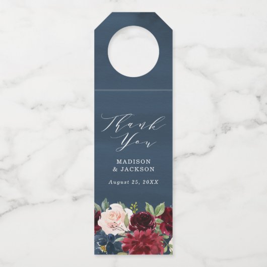 Betoverde Bloemen | Persoonlijke Trouwdag Flessenhanger (Voorkant)