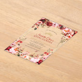 Betoverde Bloemen Scarlet Elegantie Goud Quinceane Acryl Uitnodigingen (Laagn)