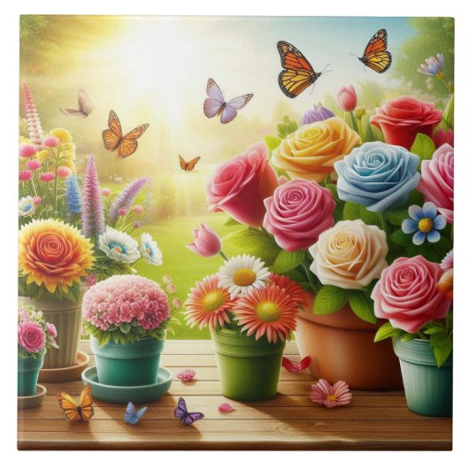 Betoverde Bloemen Tegeltje (Voorkant)