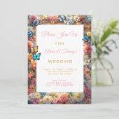 Betoverde Bloemenbruiloft Uitnodiging (Staand voorkant)